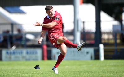 240819 - Scarlets A v Ulster A - Celtic Cup - Ioan Hughes of Scarlets A kicks at goal