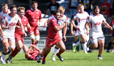 240819 - Scarlets A v Ulster A - Celtic Cup - Rhodri Jones of Scarlets A runs in to score try