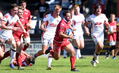 240819 - Scarlets A v Ulster A - Celtic Cup - Rhodri Jones of Scarlets A runs in to score try