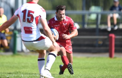 240819 - Scarlets A v Ulster A - Celtic Cup - Rhodri Jones of Scarlets A runs in to score try