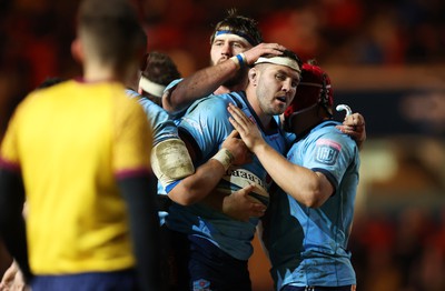 270123 - Scarlets v Vodacom Bulls - United Rugby Championship - Cyle Brink of Bulls celebrates scoring a try