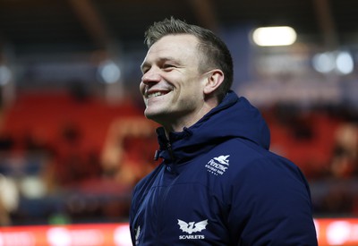 270123 - Scarlets v Vodacom Bulls - United Rugby Championship - A happy Scarlets Head Coach Dwayne Peel at full time