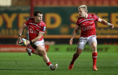 200326 - Scarlets v Zebre Parma - United Rugby Championship - Carwyn Leggatt-Jones and Blair Murray of Scarlets 