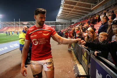200326 - Scarlets v Zebre Parma - United Rugby Championship - Johnny Williams of Scarlets with fans