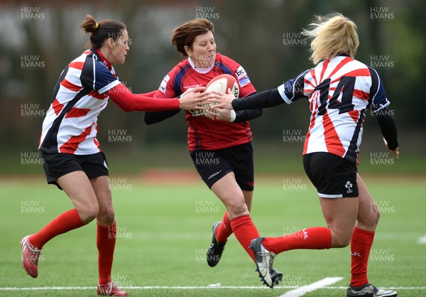 060316 - Scarlets Women v Ospreys Women -Karen Mayze of Scarlets takes on Rhian Noakes