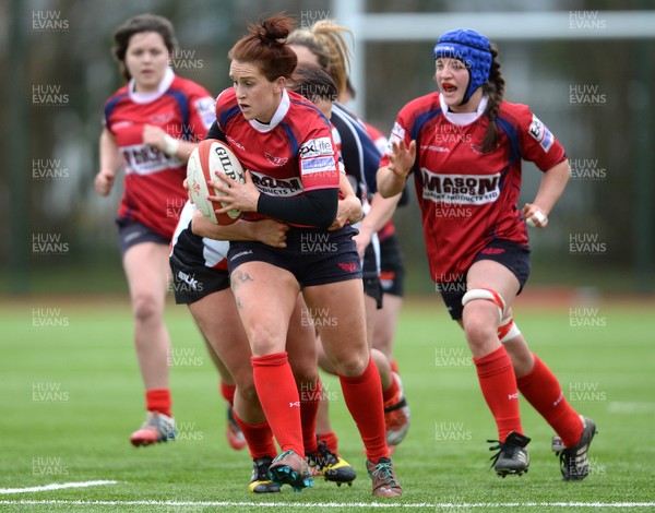 060316 - Scarlets Women v Ospreys Women -Natalie Walsh of Scarlets is tackled by Amy Thomas of Ospreys