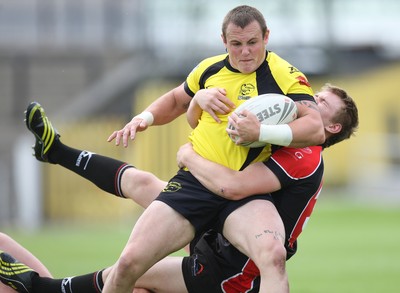 11.07.10.. South Wales Scorpions v Gateshead Thunder, The Co-operative Championship Div 1 -  Scorpions Ash Bateman is tackled  