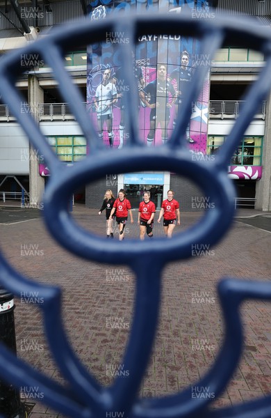 200923 - Scotland Women and Wales Women Combined Training Session - Cath Richards, Robyn Wilkins, Kerin Lake and Lisa Neumann arrive for a combined training session at Murrayfield, Edinburgh