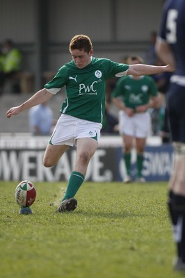 10.04.10 Scotland U18 v Ireland U18 - Under 18s 5 Nations Festival -  Ireland's Patrick Jackson kicks a penalty. 