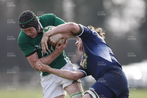 10.04.10 Scotland U18 v Ireland U18 - Under 18s 5 Nations Festival -  Ireland's Jack Conan wrestles the ball away from Scotland's Lawrie Seydak. 