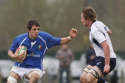 06.04.10 Scotland U18 v Italy U18 - Under 18s 5 Nations Festival -  Italy's Mirko Monfrino takes on Scotland's Ben Johnstone. 