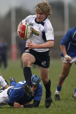 06.04.10 Scotland U18 v Italy U18 - Under 18s 5 Nations Festival -  Scotland's Michael Crawley leaves Italy's Ruben Riccioli. 