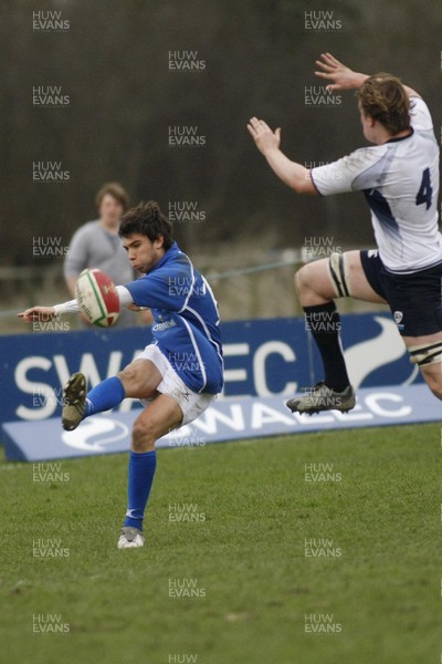 06.04.10 Scotland U18 v Italy U18 - Under 18s 5 Nations Festival -  Italy's Andrea Menniti clears the ball under pressure from Scotland's Stuart Smith. 