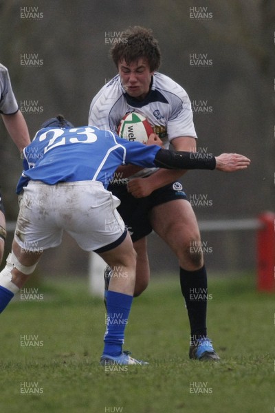 06.04.10 Scotland U18 v Italy U18 - Under 18s 5 Nations Festival -  Scotland's Robin Hislop charges at Italy's Carlo Canna. 