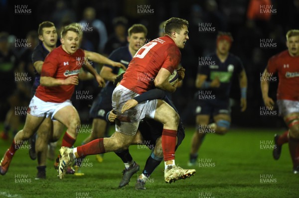 080319 - Scotland Under 20 v Wales Under 20 - U20s 6 Nations Championship - Max Llewellyn of Wales gets through