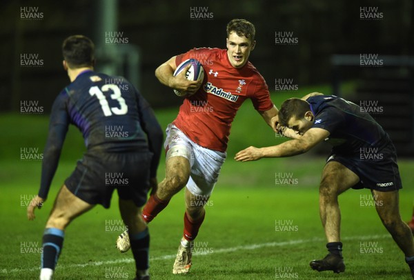 080319 - Scotland Under 20 v Wales Under 20 - U20s 6 Nations Championship - Max Llewellyn of Wales looks for a way through