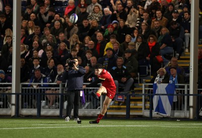 070325 - Scotland U20s v Wales U20s - U20s 6 Nations Championship - Harri Wilde of Wales kicks the conversion