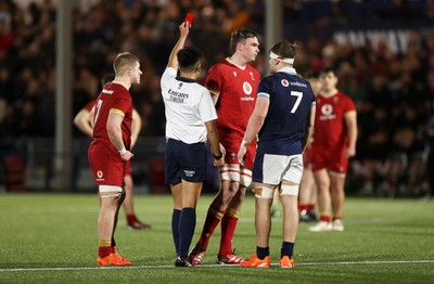 070325 - Scotland U20s v Wales U20s - U20s 6 Nations Championship - Tom Cottle of Wales is given a red card by referee Katsuki Furuse