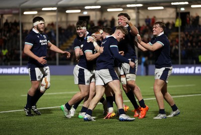 070325 - Scotland U20s v Wales U20s - U20s 6 Nations Championship - Scotland celebrate the victory at full time