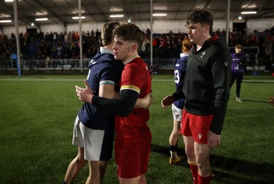 070325 - Scotland U20s v Wales U20s - U20s 6 Nations Championship - Steff Emanuel of Wales shakes hands with opposition team at full time