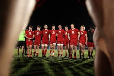 070325 - Scotland U20s v Wales U20s - U20s 6 Nations Championship - Wales team huddle at full time