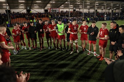 070325 - Scotland U20s v Wales U20s - U20s 6 Nations Championship - Wales team huddle at full time