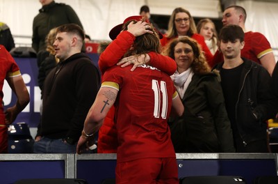 070325 - Scotland U20s v Wales U20s - U20s 6 Nations Championship - Aidan Boshoff of Wales with family at full time