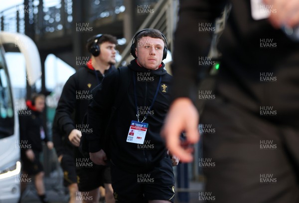 070325 - Scotland U20s v Wales U20s - U20s 6 Nations Championship - Tom Bowen of Wales arrives at the stadium