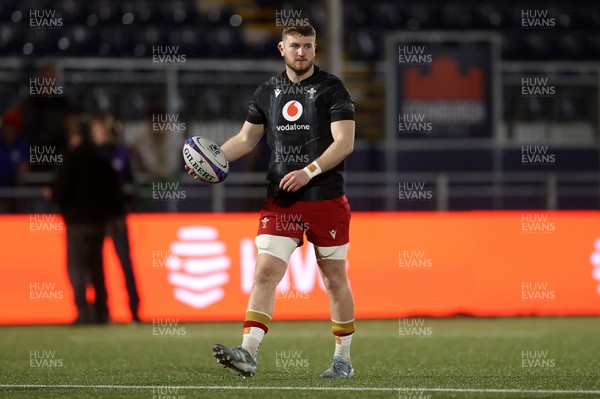 070325 - Scotland U20s v Wales U20s - U20s 6 Nations Championship - Evan Minto of Wales during the warm up