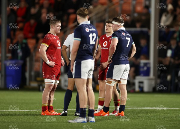 070325 - Scotland U20s v Wales U20s - U20s 6 Nations Championship - Logan Franklin of Wales is given a red card by referee Katsuki Furuse