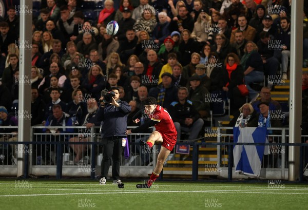 070325 - Scotland U20s v Wales U20s - U20s 6 Nations Championship - Harri Wilde of Wales kicks the conversion