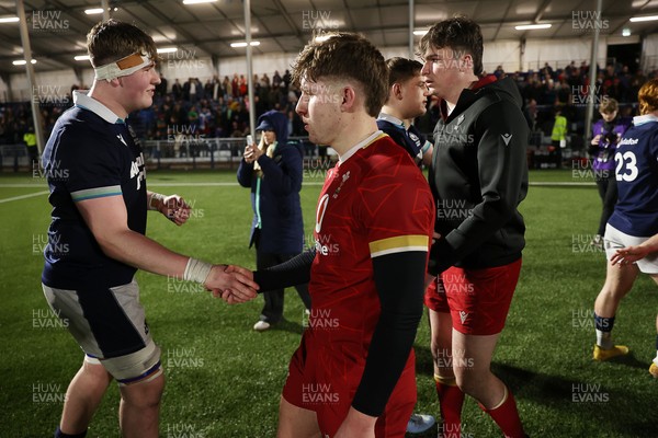 070325 - Scotland U20s v Wales U20s - U20s 6 Nations Championship - Steff Emanuel of Wales shakes hands with opposition team at full time