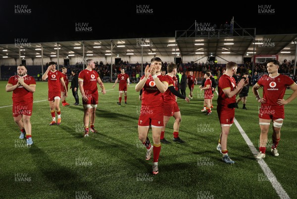 070325 - Scotland U20s v Wales U20s - U20s 6 Nations Championship - Wales thank the travelling fans at full time