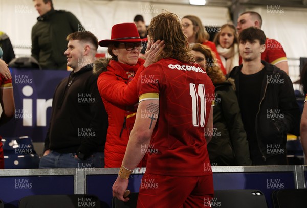 070325 - Scotland U20s v Wales U20s - U20s 6 Nations Championship - Aidan Boshoff of Wales with family at full time