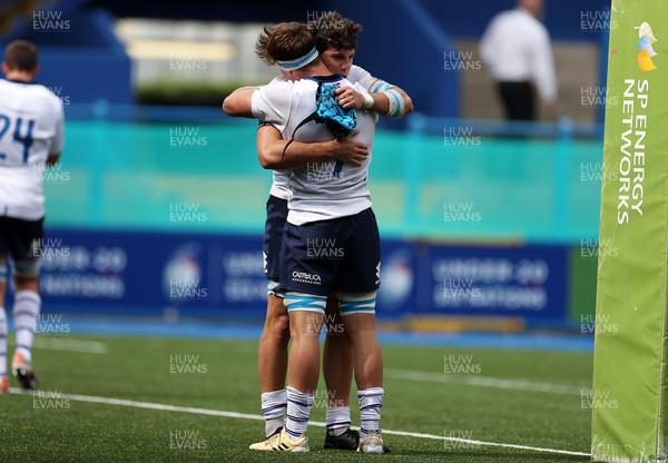 010721 - Scotland v Italy - U20s 6 Nations Championship - Luca Andreani and Manfredi Albanese of Italy celebrate at full time