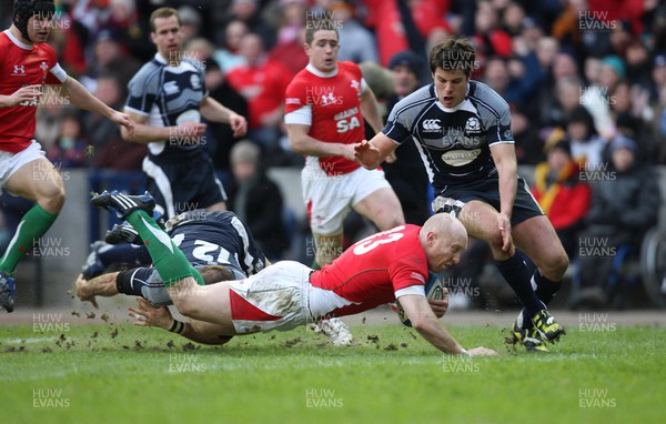 08.02.09 - Scotland v Wales, RBS Six Nations 2009. - Wales' Tom Shanklin dives in to score try 