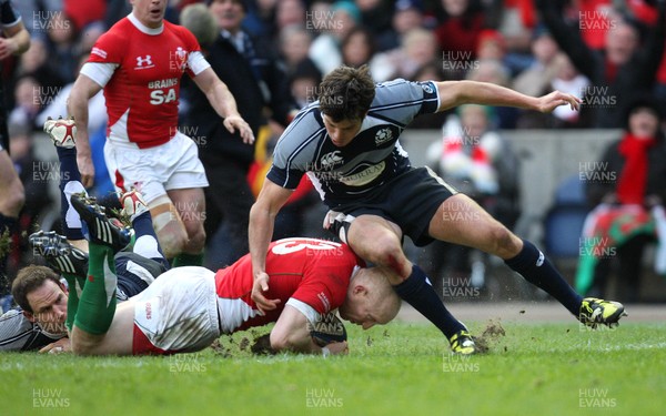 08.02.09 - Scotland v Wales, RBS Six Nations 2009. - Wales' Tom Shanklin dives in to score try 