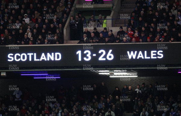 08.02.09 - Scotland v Wales, RBS Six Nations 2009. - Scoreboard shows the final score 