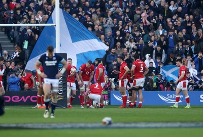 080325 - Scotland v Wales - Guinness 6 Nations Championship - Wales under the posts after Scotland score