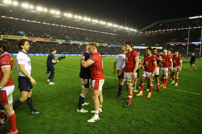 080325 - Scotland v Wales - Guinness 6 Nations Championship - Wales shake hands with opposition team at full time