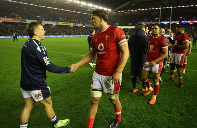 080325 - Scotland v Wales - Guinness 6 Nations Championship - Teddy Williams of Wales shakes hands with opposition team at full time