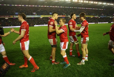 080325 - Scotland v Wales - Guinness 6 Nations Championship - Dafydd Jenkins and Blair Murray of Wales at full time