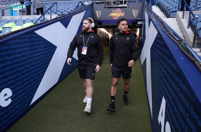 080325 - Scotland v Wales - Guinness 6 Nations Championship - Kemsley Mathias and Ben Thomas of Wales 