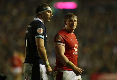 080325 - Scotland v Wales - Guinness 6 Nations Championship - Jamie Ritchie of Scotland and Jac Morgan of Wales 