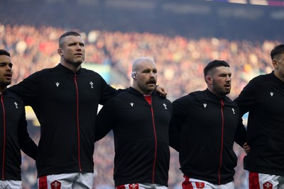 080325 - Scotland v Wales - Guinness 6 Nations Championship - Will Rowlands, WillGriff John and Gareth Thomas sing the anthem