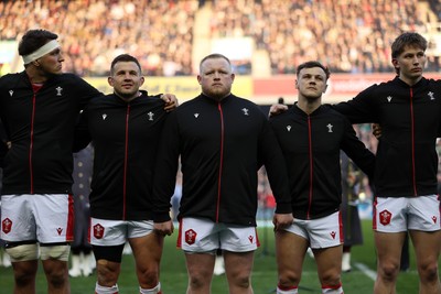 080325 - Scotland v Wales - Guinness 6 Nations Championship - Teddy Williams, Elliot Dee, Keiron Assiratti, Jarrod Evans and Ellis Mee