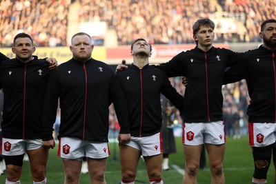 080325 - Scotland v Wales - Guinness 6 Nations Championship - Elliot Dee, Keiron Assiratti, Jarrod Evans and Ellis Mee