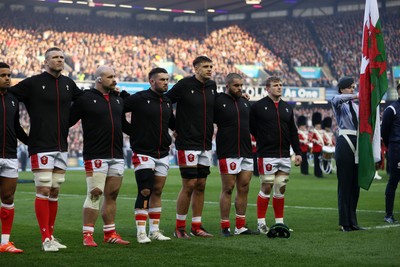 080325 - Scotland v Wales - Guinness 6 Nations Championship - Will Rowlands, WillGriff John, Gareth Thomas, Dafydd Jenkins, Nicky Smith and Jac Morgan