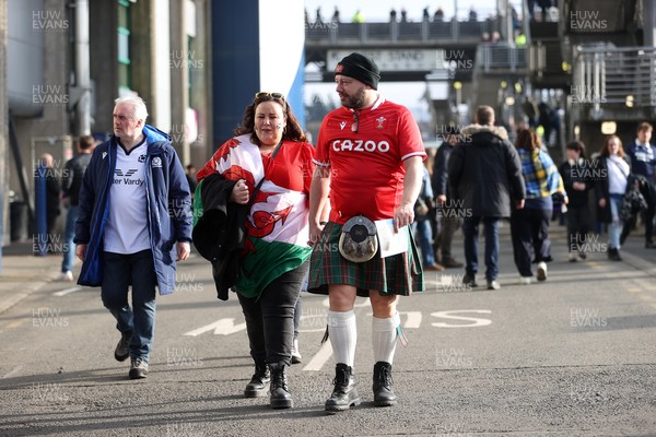 080325 - Scotland v Wales - Guinness 6 Nations Championship - Wales fans before the game