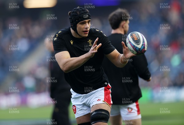 080325 - Scotland v Wales - Guinness 6 Nations Championship - Dafydd Jenkins of Wales during the warm up